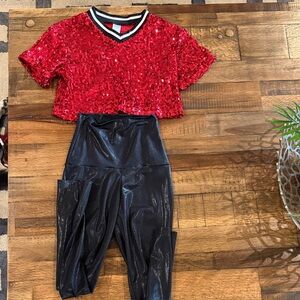 Weissman Red and Black Sequin Dance Costume
